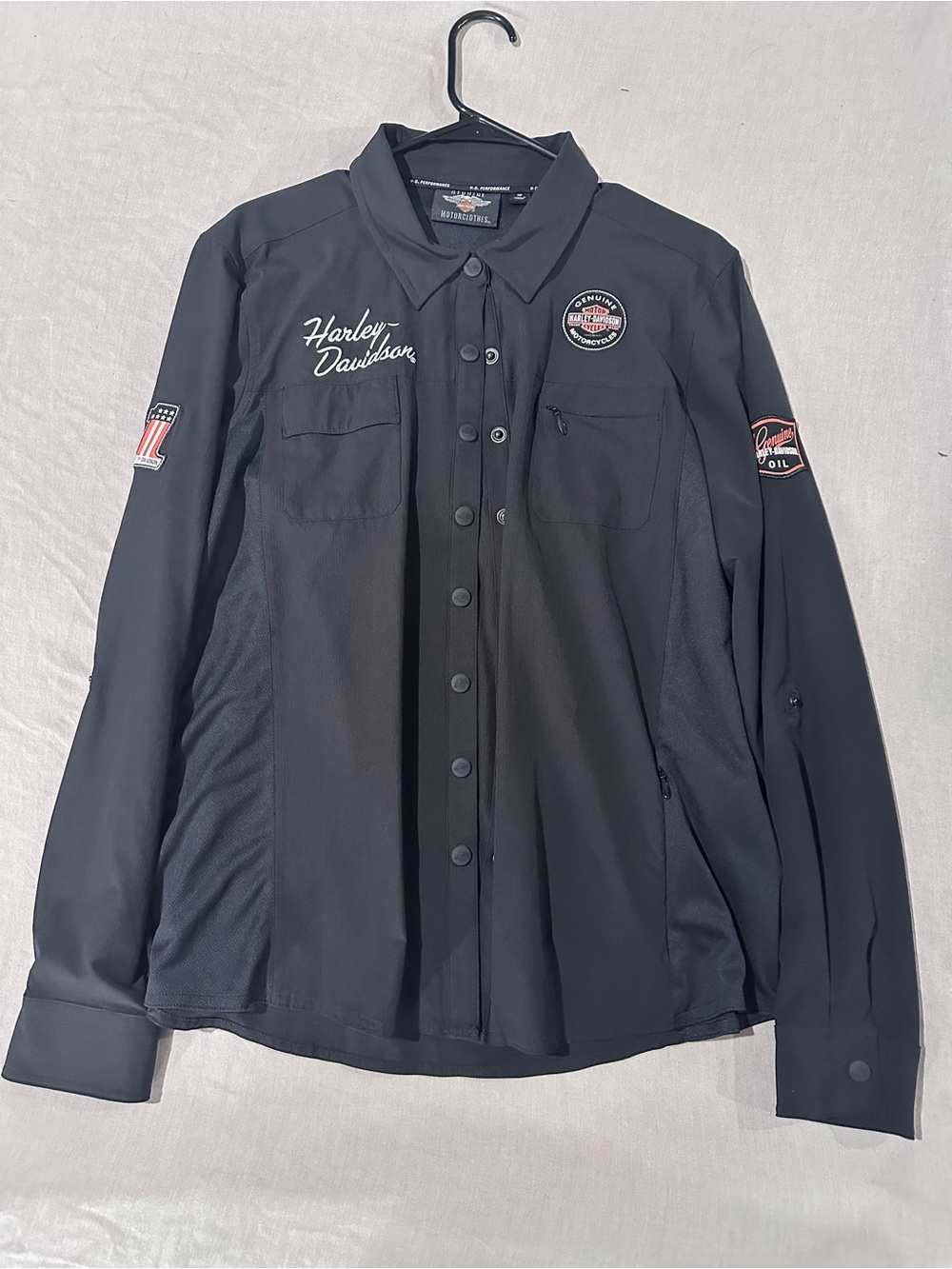 Harley-Davidson Black Snap-Front Lightweight Riding Shirt Jacket